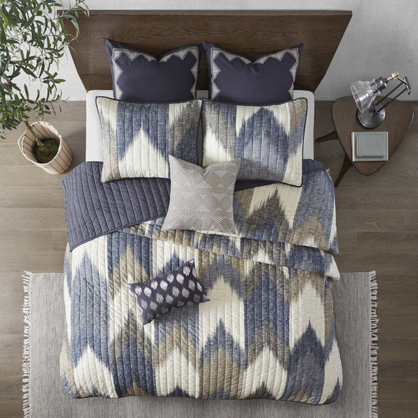 English Elm 3 INK+IVY Alpine Printed Cotton Quilt Set King/Cal King – Ikat Chevron, Pre-Washed, OEKO-TEX, Antimicrobial Finish B03596530