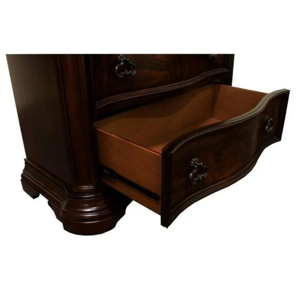 English Elm Traditional Faux Marble Top Walnut Nightstand with Three Drawers for Master Bedroom B011P450619