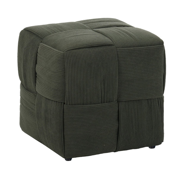 English Elm Ottoman Plush Corduroy Round Footrest Stool with High‑Resilience Foam, Sturdy MDF Frame, Versatile Use Green W3851P369741
