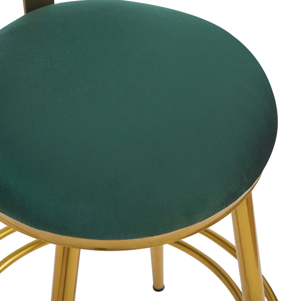 English Elm Christopher Knight Home® - 27.65'' 27.65" Modern Counter Stools Set of 2 with Luxurious Velvet Upholstery, Ergonomic Curved Back, Iron Frame & Footrest Dark Green N780P194940E