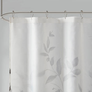 JLA Home Madison Park - Burnout Cecily 72x72 Grey Botanical Shower Curtain with Burnout Texture, Water-Resistant, Machine Washable MP70-4610