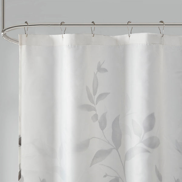JLA Home Madison Park - Burnout Cecily 72x72 Grey Botanical Shower Curtain with Burnout Texture, Water-Resistant, Machine Washable MP70-4610