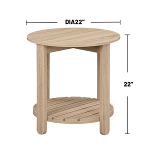English Elm Round Engineered Wood Side Table With Bottom Shelf – Farmhouse Charm & Versatile Natural Finish B016P379371-GIGA