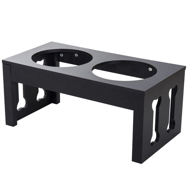 English Elm Pawhut 23" Stylish Elevated Dog Food Station With Removable Stainless Steel Bowls - Black Design W2225P217608-GIGA