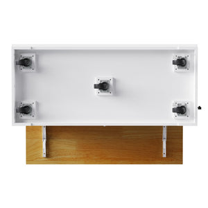 English Elm 48 Inch Rolling Kitchen Island Drop Leaf Prep Cart with Power Outlets and Open Shelving White N707S257057W