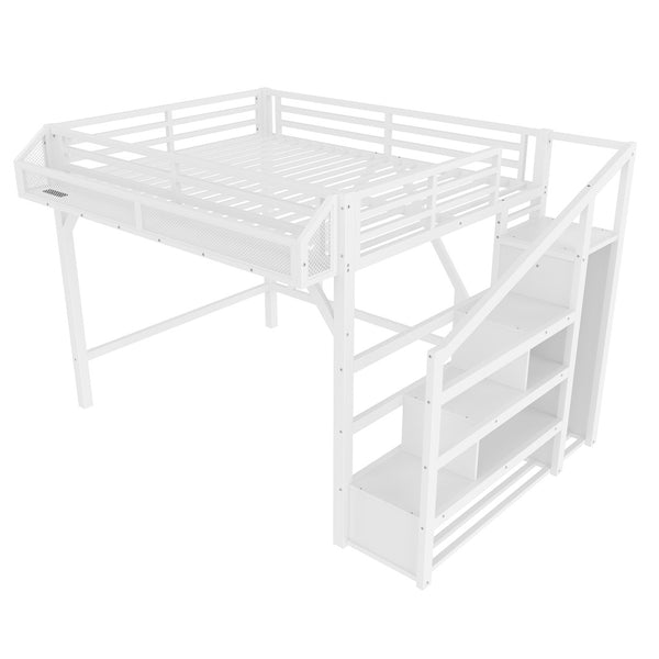 English Elm Twin House Frame Bed Pine Wood with Storage Drawers and Shelves for Kids Bedroom W1580S00411