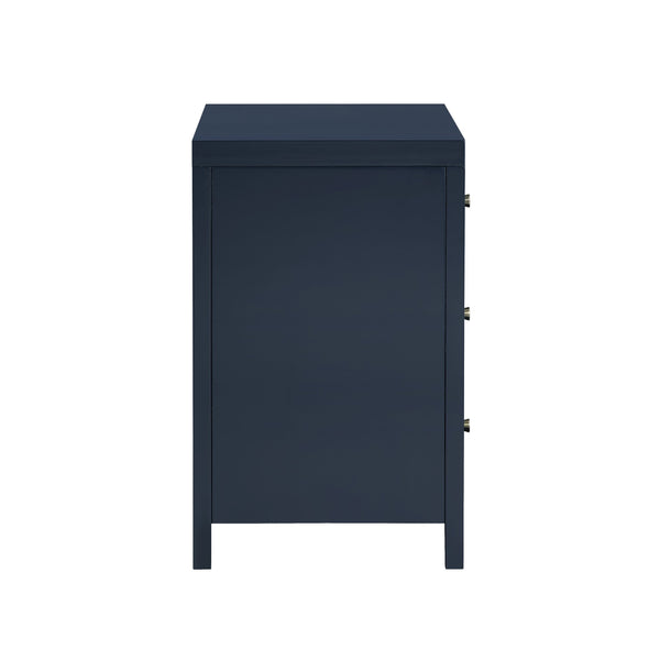 English Elm Nevarre 3-Drawer Nightstand with Brushed Gold Knobs, Solid Dovetail Drawers, No Assembly Needed Dark Blue B050P376959