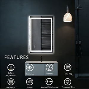 English Elm 24" X 36" Led Vanity Mirror Dimmable Front Back Lit Anti-fog Bathroom Wall Mount W1920P493132