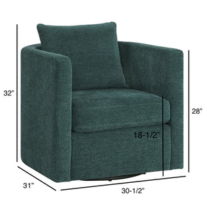 English Elm Sutton Peacock Performance Fabric Swivel Barrel Chair — Stain-Resistant, Pocket Coil Seat, Reversible Cushions B050P322586