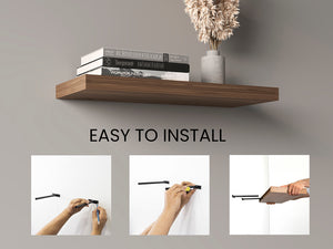 English Elm Ecco Floating Shelves Set of 2 31.5" — Sleek Matte Finish, Hidden Brackets, Sturdy Display Solution Dark Brown 32 L x 11 W x 4 H B200P350336