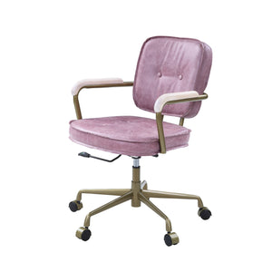 English Elm Siecross Ergonomic Pink Top-Grain Leather Office Chair with 3" Cushion, 360° Swivel & Adjustable Height B2726P265728