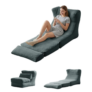 English Elm Cloud Corduroy Sleeper Chair Foldable High Density Foam Seat for Small Space Living Grey W1765P448641
