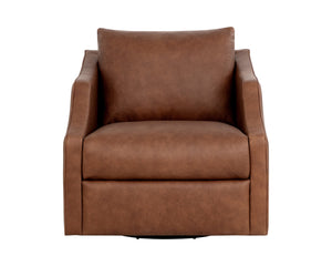 Sunpan Orwell Swivel Lounge Chair - Luxurious Cognac Leather, Modern Design With Sleek Lines & Comfort Brown Leather 112041