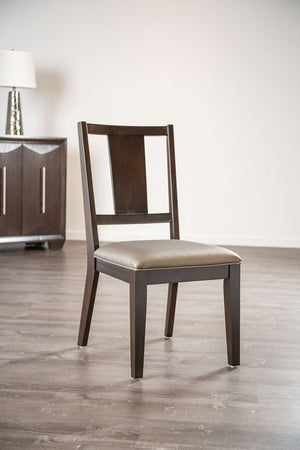 English Elm 2pc Side Chair with Mid-Century Angled Legs Upholstered Seat & Back, Warm Wood Frame Comfort Dark Gray,Espresso 23 L x 42 W x 15 H B2741P406253