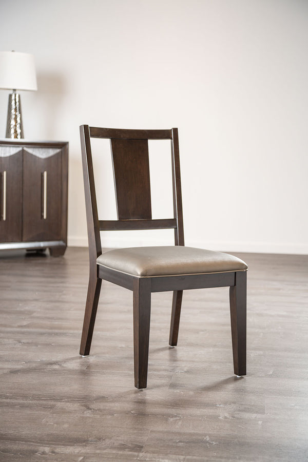 English Elm 2pc Side Chair with Mid-Century Angled Legs Upholstered Seat & Back, Warm Wood Frame Comfort Dark Gray,Espresso 23 L x 42 W x 15 H B2741P406253