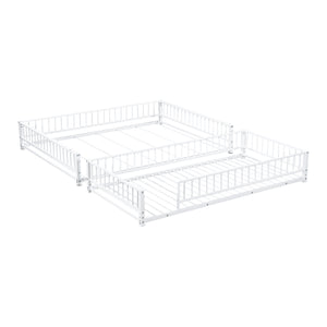 English Elm Twin XL over Queen Metal Bunk Bed with Ladder and Guardrails, Space-Saving Sturdy Frame for Kids and Guests White N709P277756K