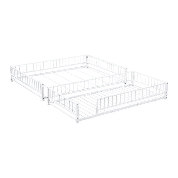 English Elm Twin XL over Queen Metal Bunk Bed with Ladder and Guardrails, Space-Saving Sturdy Frame for Kids and Guests White N709P277756K