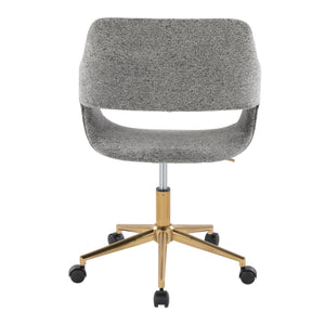 English Elm Margarite Modern Ergonomic Task Chair With Gold Metal Base And Grey Fabric For Stylish Comfort B202P223904