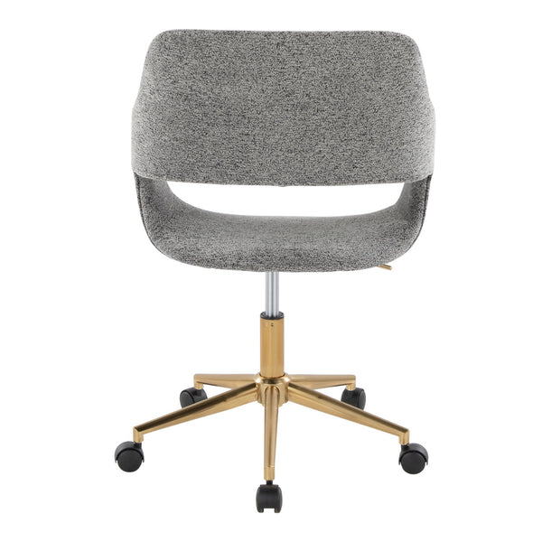 English Elm Margarite Modern Ergonomic Task Chair With Gold Metal Base And Grey Fabric For Stylish Comfort B202P223904