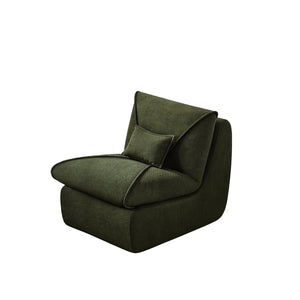 English Elm Compressed Lounge Chair with Ottoman - Space-Saving Chenille Upholstered Sofa, High-Density Foam Comfort Green W1036P251828