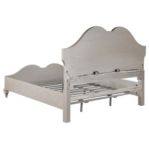 English Elm Katerina Luxurious 3-Piece California King Bedroom Set In Ivory & Silver Oak With Tufted Design B062S01180