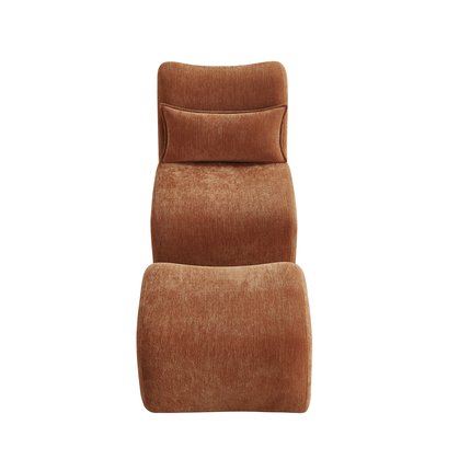 English Elm Modern Lounge Chair with Ottoman Comfortable Chenille Recliner Sofa for Small Spaces, Removable Pillows Orange W1036P251832