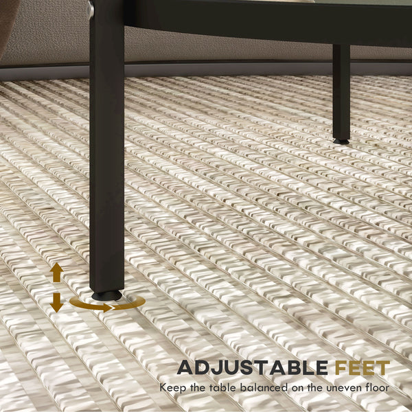 English Elm Homcom 26" Round Side Table With 2-Tier Tempered Glass, Stylish Black Steel Frame For Living Room Use W2225P217457