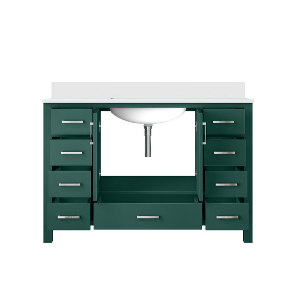 English Elm Green 48 in. Bath Vanity with Cultured Marble Top, Solid Wood, Soft-Close Drawers & Ample Storage B2731P259070