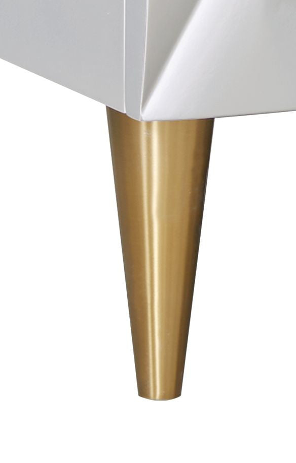 English Elm Anson Champagne & Silver Console Cabinet with 3 Felt-Lined Drawers, 3D Diamond Front & Gold Legs B2726P272311