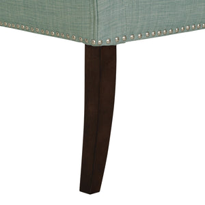 JLA Home Madison Park - 49.5" Welburn Upholstered Bench with Low Back, Nailhead Trim & Wood Legs for Entryway Seating Light Blue MP105-1270