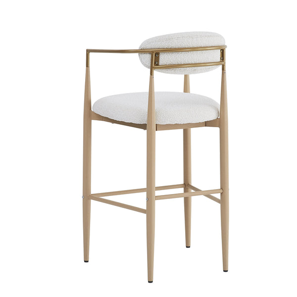 English Elm Christopher Knight Home® - Barstools Set Of 2 - Chic Beige Upholstered Bar Stools With Back, Natural Wood & Iron Legs, 260Lbs Capacity N779P248198N