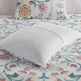 Madison Park Gemma Cottage/Country 4 Piece Floral Comforter Set with Throw Pillow MP10-8284 White/Multi