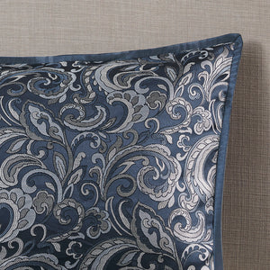 JLA Home Madison Park Essentials - 24 Navy Jacquard Paisley 24-Piece Room in a Bag Set — Elegant Comforter, Curtains, Shams & Decorative Pillows MPE10-982