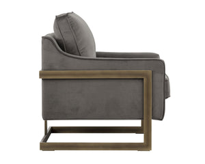 Sunpan Kalmin Lounge Chair - Stylish Deep Seating with Cushioned Back and Rustic Bronze Frame for Comfort Piccolo Pebble