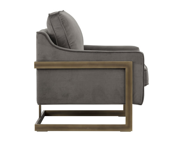 Sunpan Kalmin Lounge Chair - Stylish Deep Seating with Cushioned Back and Rustic Bronze Frame for Comfort Piccolo Pebble
