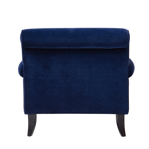 English Elm Jennifer Taylor Home - Alana 38" Navy Blue Velvet Accent Chair With Metal Casters For Stylish Comfort In Any Room B2719P238302