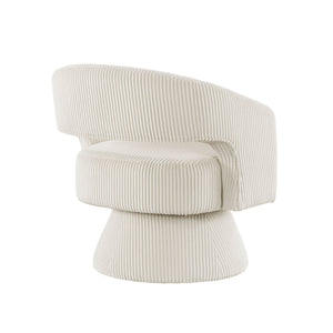 English Elm Modern Corduroy Swivel Accent Chair with Plush Textured Upholstery, 360° Rotation, Minimalist Elegance Beige 27.75 L x 26.5 W x 19.75 H B011P256230