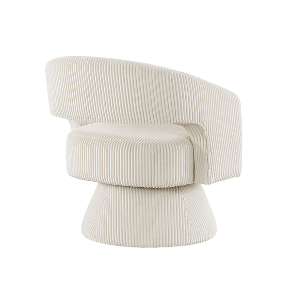 English Elm Modern Corduroy Swivel Accent Chair with Plush Textured Upholstery, 360° Rotation, Minimalist Elegance Beige 27.75 L x 26.5 W x 19.75 H B011P256230