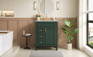 English Elm 24" Elegant Bathroom Vanity With Ceramic Sink - Space-Saving Design, 2 Drawers & Adjustable Shelf N710P318990F
