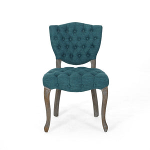 English Elm Kd Button Tufted Dining Chairs Set of 2 Rubberwood Scrolled Legs Vintage Style 61624.00FT