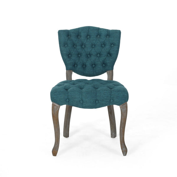 English Elm Kd Button Tufted Dining Chairs Set of 2 Rubberwood Scrolled Legs Vintage Style 61624.00FT