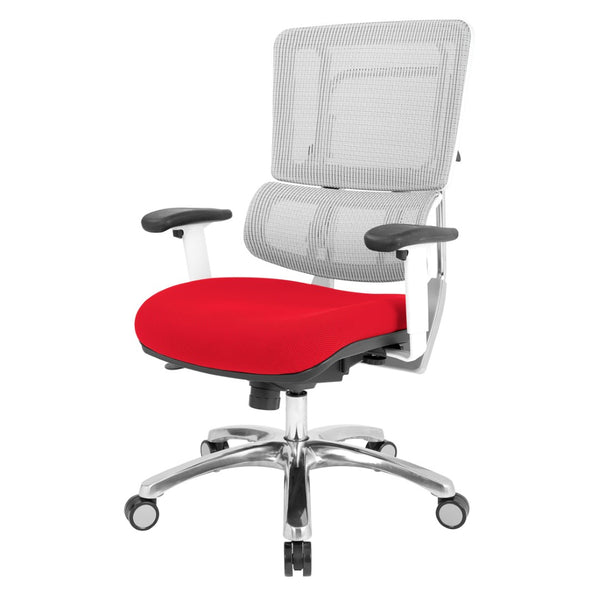 OSP Home Furnishings White Mesh Ergonomic Manager Chair with Lumbar Support and Adjustable Arms for Office Red 99661W-9