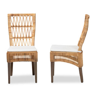 English Elm Modern Boho Rattan Rod Dining Chair Set of Two with Crisscross Base for Casual Spaces B2750P420348