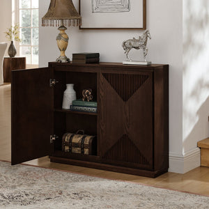 English Elm Mid Century Modern V-Shape Storage Cabinet - Stylish Buffet With Versatile Use For Home & Office Spaces W1801P362146