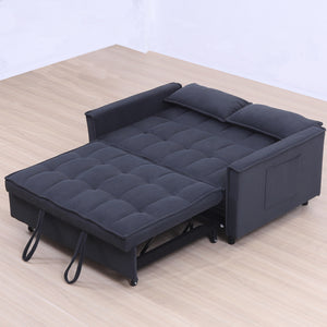 English Elm 54.30" Convertible Sofa Bed with Solid Wood Frame, 500lb Capacity, Fabric Upholstery, Beige-Dark Gray Options W1658P292360