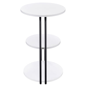 English Elm Dixon 3-Tier Round Accent Side Table in White with Slim Black Legs — Compact, Layered Storage for Small Spaces B062P378399