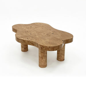 English Elm 40-inch Cloud Shaped Coffee Table Sculptural Mdf Top with Tapered Legs for Living Rooms Natural Wood W3935S00005