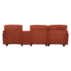 English Elm United Corduroy L-Shaped 4-Seater Sofa With Usb, Cup Holders & Storage Ottoman - Perfect For Apartments! W1568S00225-GIGA