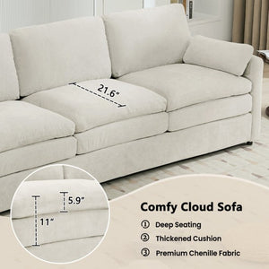 English Elm 101.2" Modular Chenille Sectional Sofa with Tufted Cushions and Deep Seating for Living Room Beige N719S001922A