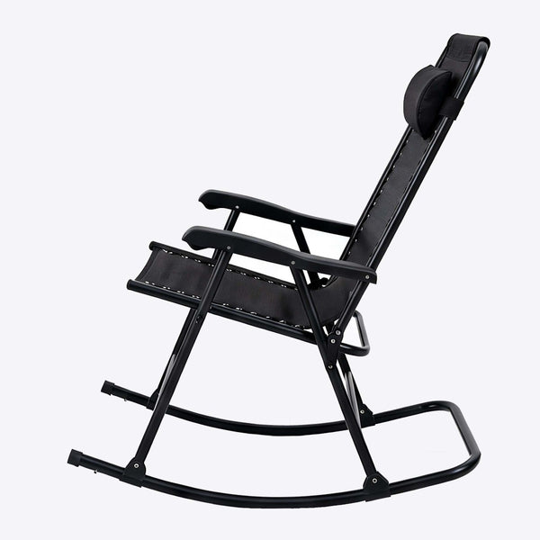 English Elm Patio Folding Rocking Chairs Set of 2 with Mesh Seat and Adjustable Headrest W5159P451092